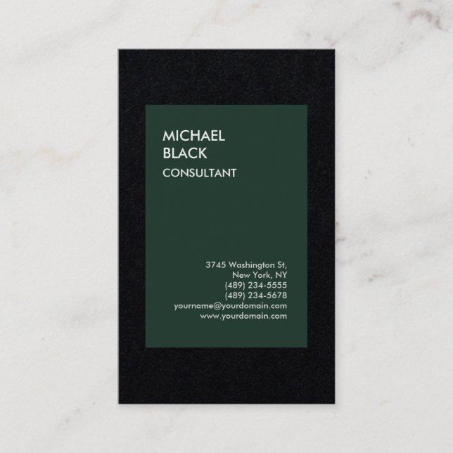 Exklusiv Speciell Black Grönt Modern Minimalist Visitkort (Framsida)