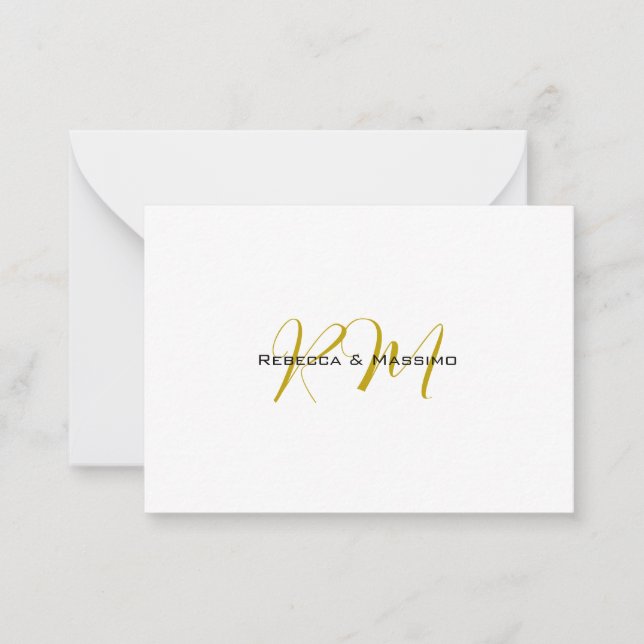 Exklusiv unik guld färg monogram modernt namn anteckningskort (Framsida)
