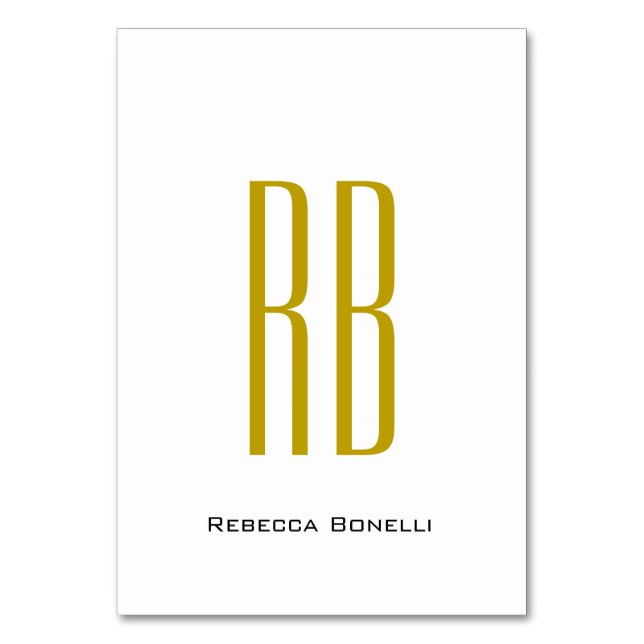Exklusiv unik guld färg monogram modernt namn bordsnummer (Framsidan)