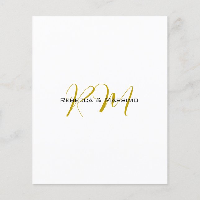Exklusiv unik guld färg monogram modernt namn flygblad (Framsidan)