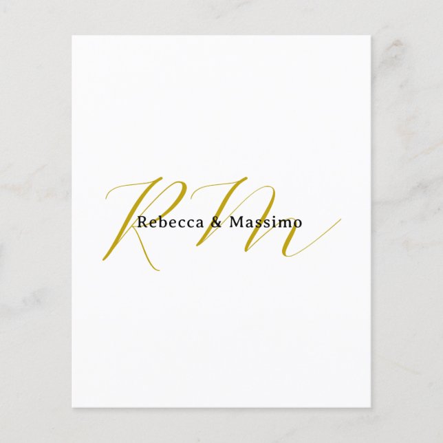 Exklusiv unik guld färg monogram modernt namn flygblad (Framsidan)