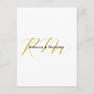 Exklusiv unik guld färg monogram modernt namn helg vykort