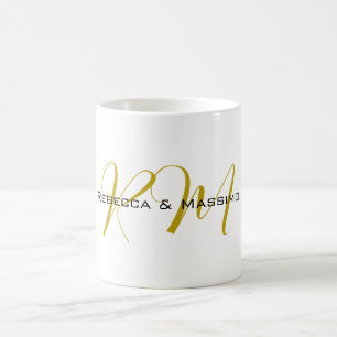 Exklusiv unik guld färg monogram modernt namn kaffemugg