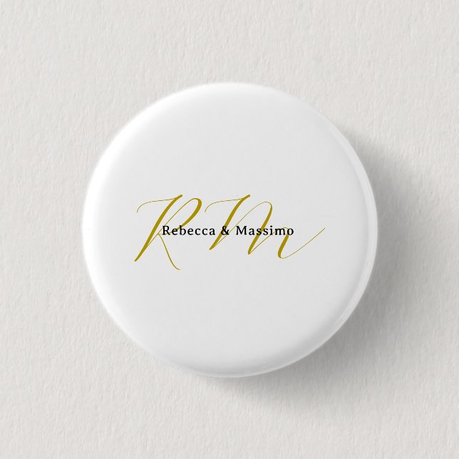 Exklusiv unik guld färg monogram modernt namn knapp (Framsida)