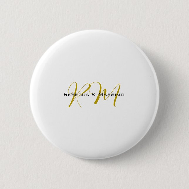 Exklusiv unik guld färg monogram modernt namn knapp (Framsida)
