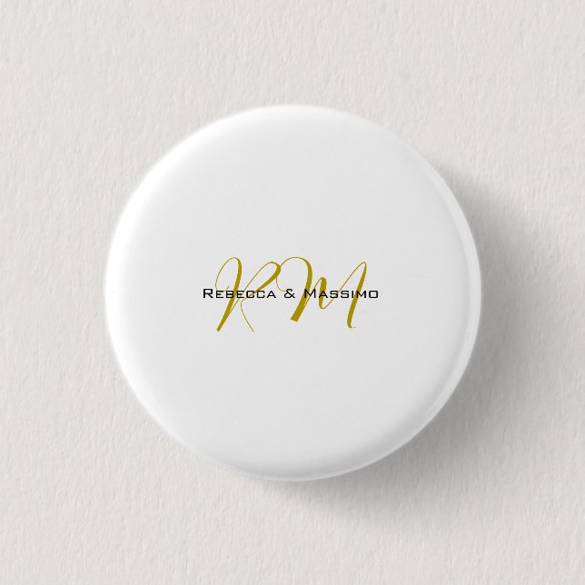 Exklusiv unik guld färg monogram modernt namn knapp (Framsida)
