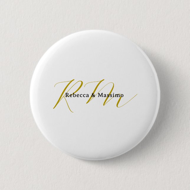 Exklusiv unik guld färg monogram modernt namn knapp (Framsida)
