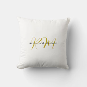 Exklusiv unik guld färg monogram modernt namn kudde