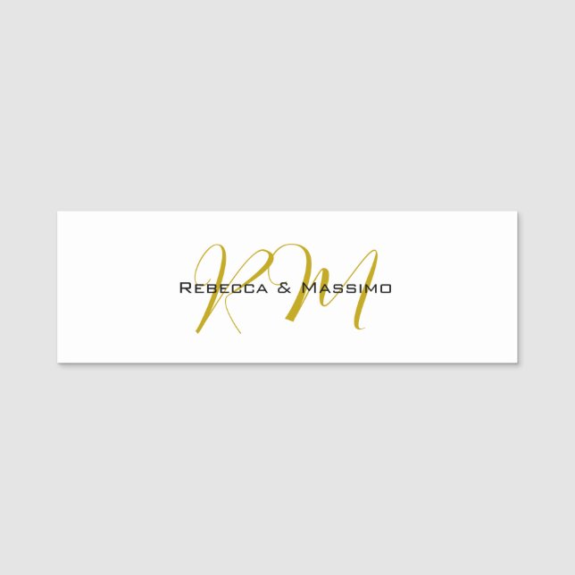 Exklusiv unik guld färg monogram modernt namn namnbricka (Framsida)