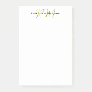 Exklusiv unik guld färg monogram modernt namn post-it block