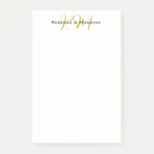 Exklusiv unik guld färg monogram modernt namn post-it block (Framsida)