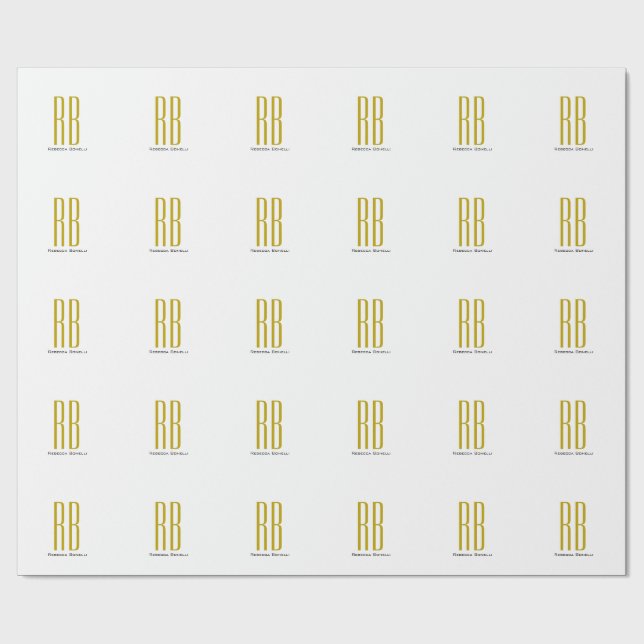 Exklusiv unik guld färg monogram modernt namn presentpapper (Platt)