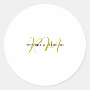 Exklusiv unik guld färg monogram modernt namn runt klistermärke