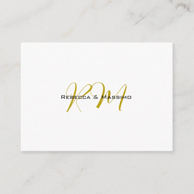 Exklusiv unik guld färg monogram modernt namn tilläggskort (Framsida)