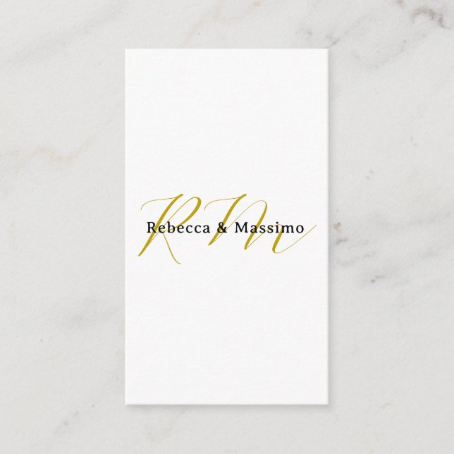 Exklusiv unik guld färg monogram modernt namn tilläggskort (Framsida)