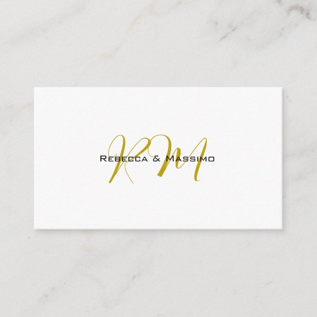 Exklusiv unik guld färg monogram modernt namn tilläggskort (Framsida)