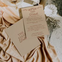 Exklusiva Blommiga Boho Beige Terrakotta Bröllopsd Tilläggskort