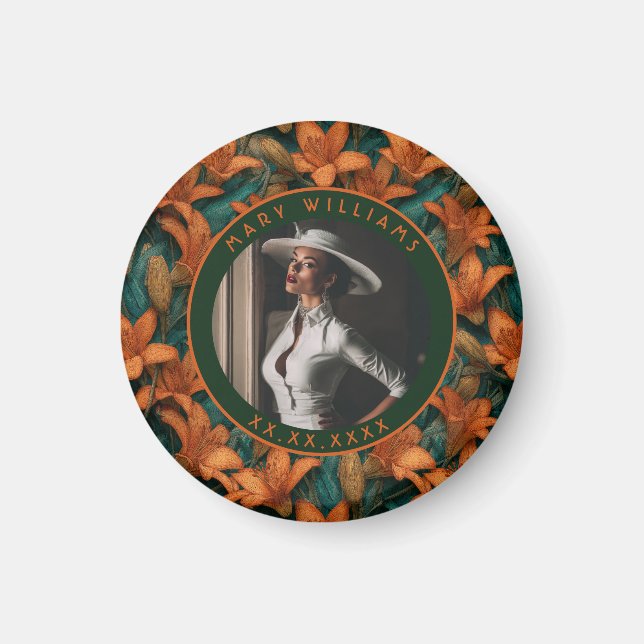 Exklusiva Orange Liljor Fantasy Barnkalas Magnet (Framsidan)
