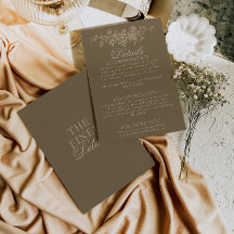 Exklusiva Taupe Bruna Blommiga Boho Bröllopsdetalj