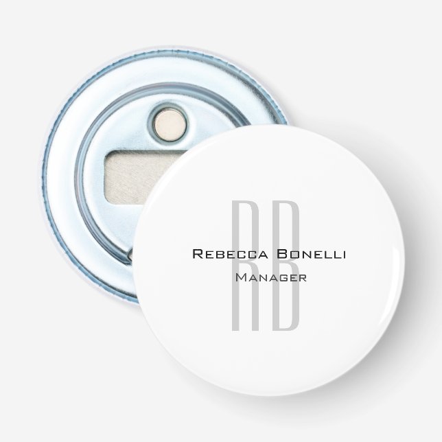 Exklusivens unika vita Grått-monogram, modern Flasköppnare (Framsidan)