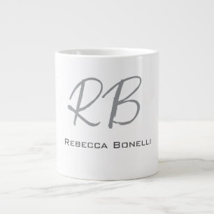 Exklusivens unika vita Grått-monogram, modern Jumbo Mugg