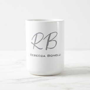 Exklusivens unika vita Grått-monogram, modern Kaffemugg