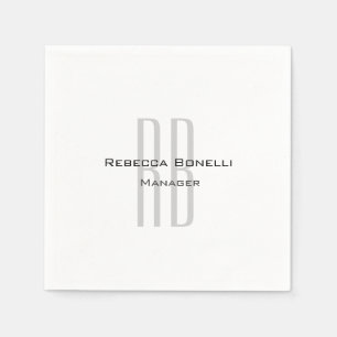 Exklusivens unika vita Grått-monogram, modern Pappersservett