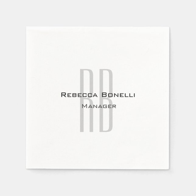 Exklusivens unika vita Grått-monogram, modern Pappersservett (Framsidan)