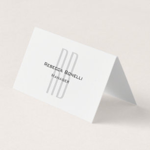 Exklusivens unika vita Grått-monogram, modern Visitkort
