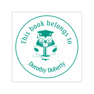 Exlibris med den läs- ugglan   Personalizable Självfärgande Stämpel
