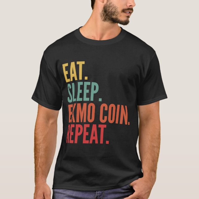 Exmo Coin Crypto Eat Sviloläge Exmo Coin Repeat T Shirt (Framsida)