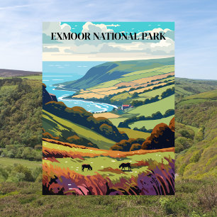 Exmoor National Park, Englands Travel Vintage Vykort