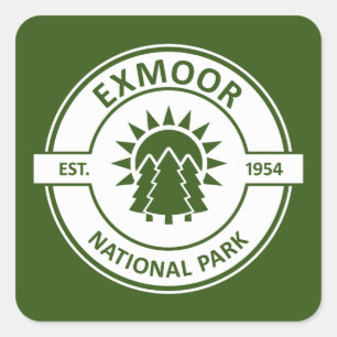 Exmoor National Park Sol Träd Fyrkantigt Klistermärke