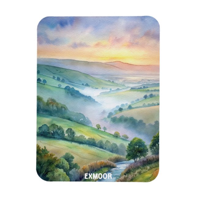 Exmoor National Park Watercolor Painting Magnet (Vertikal)