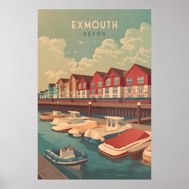 Exmouth Devon Resemålningaffisch Poster (Framsidan)