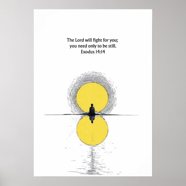 Exodus 14:14 Bible Verse Christian Wall Art Poster (Framsidan)