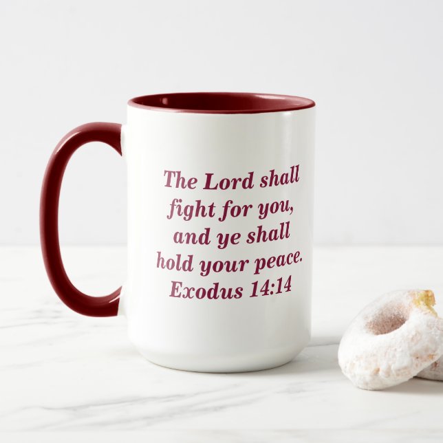 Exodus 14:14 Skrift Stilig Maroon Tvåtons Kaffemug Mugg (Med munk)