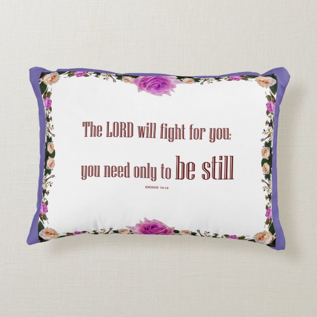 Exodus 14 "LORD kommer att kämpa för dig" Pillow Prydnadskudde (Baksidan)