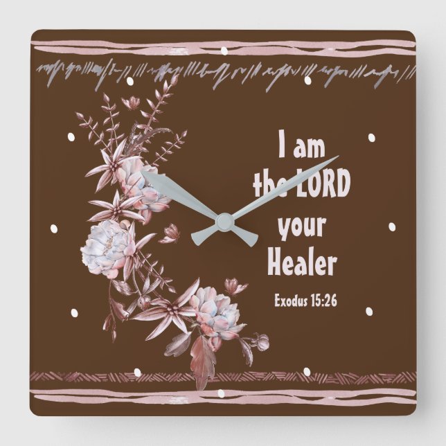 Exodus 15:26 Jag är Herren Ers Bibelverse Fyrkantig Klocka (Framsida)