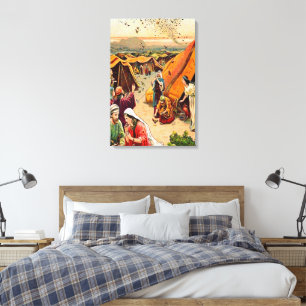Exodus 16 Gud skickar Quail och Manna Canvas