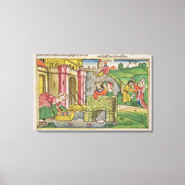 Exodus 2 1-6 Moses flöts ner Nilen och Canvastryck (Framsida)