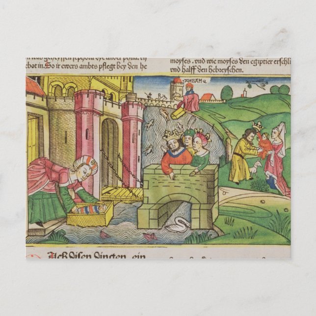 Exodus 2 1-6 Moses flöts ner Nilen och Vykort (Framsida)