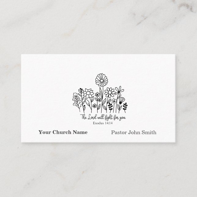 Exodus Bible Verse Floral Doodle Church Visitkort (Framsida)