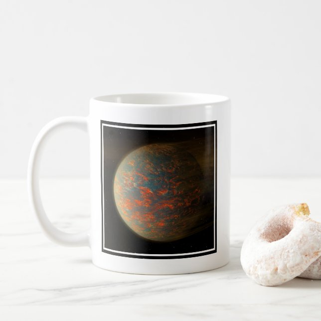 Exoplanet 55 Cancri E och dess Molten Yta Kaffemugg (Med munk)