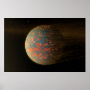 Exoplanet 55 Cancri E och dess Molten Yta Poster