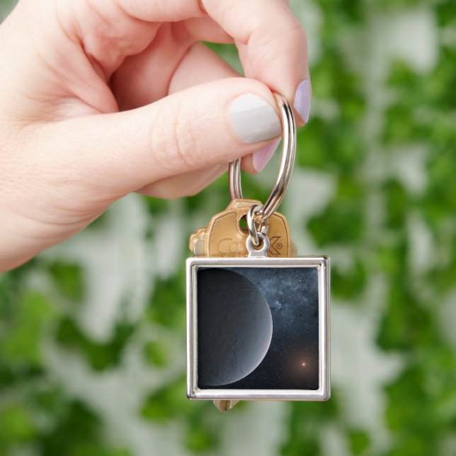 Exoplanet Ogle-2016-Blg-1195lb Orbit A Small Star Fyrkantig Silverfärgad Nyckelring (Hand)
