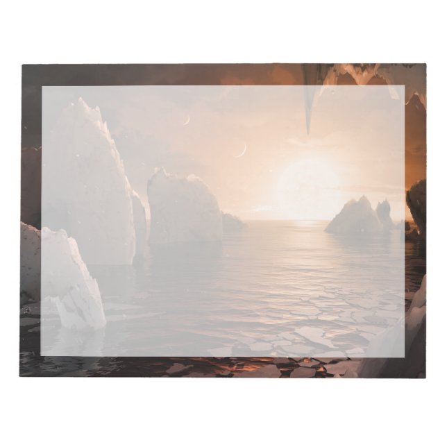 Exoplanet Trappist-1f från Isigen Nattsida. Anteckningsblock (Framsida)