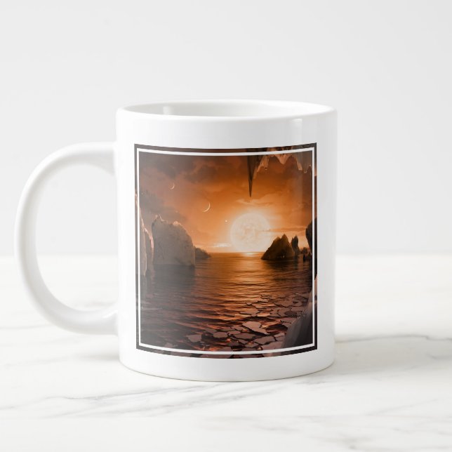 Exoplanet Trappist-1f från Isigen Nattsida. Jumbo Mugg (Vänster)