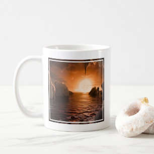 Exoplanet Trappist-1f från Isigen Nattsida. Kaffemugg