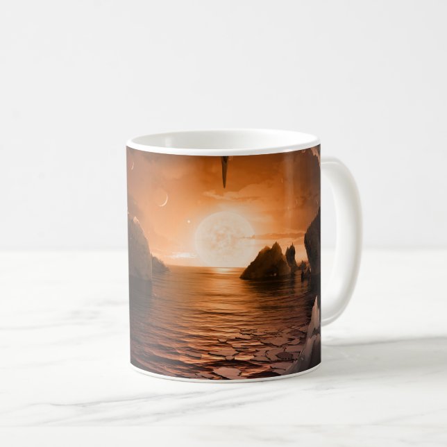 Exoplanet Trappist-1f från Isigen Nattsida. Kaffemugg (Framsida höger)